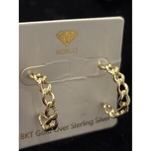 Moricci Sterling Silver Gold Vermeil 18k Chain Link Hoop Earrings 925